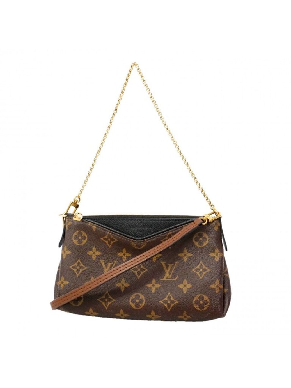 Louis Vuitton Handbag Monogram Pallas Clutch Brown Black 2-Way